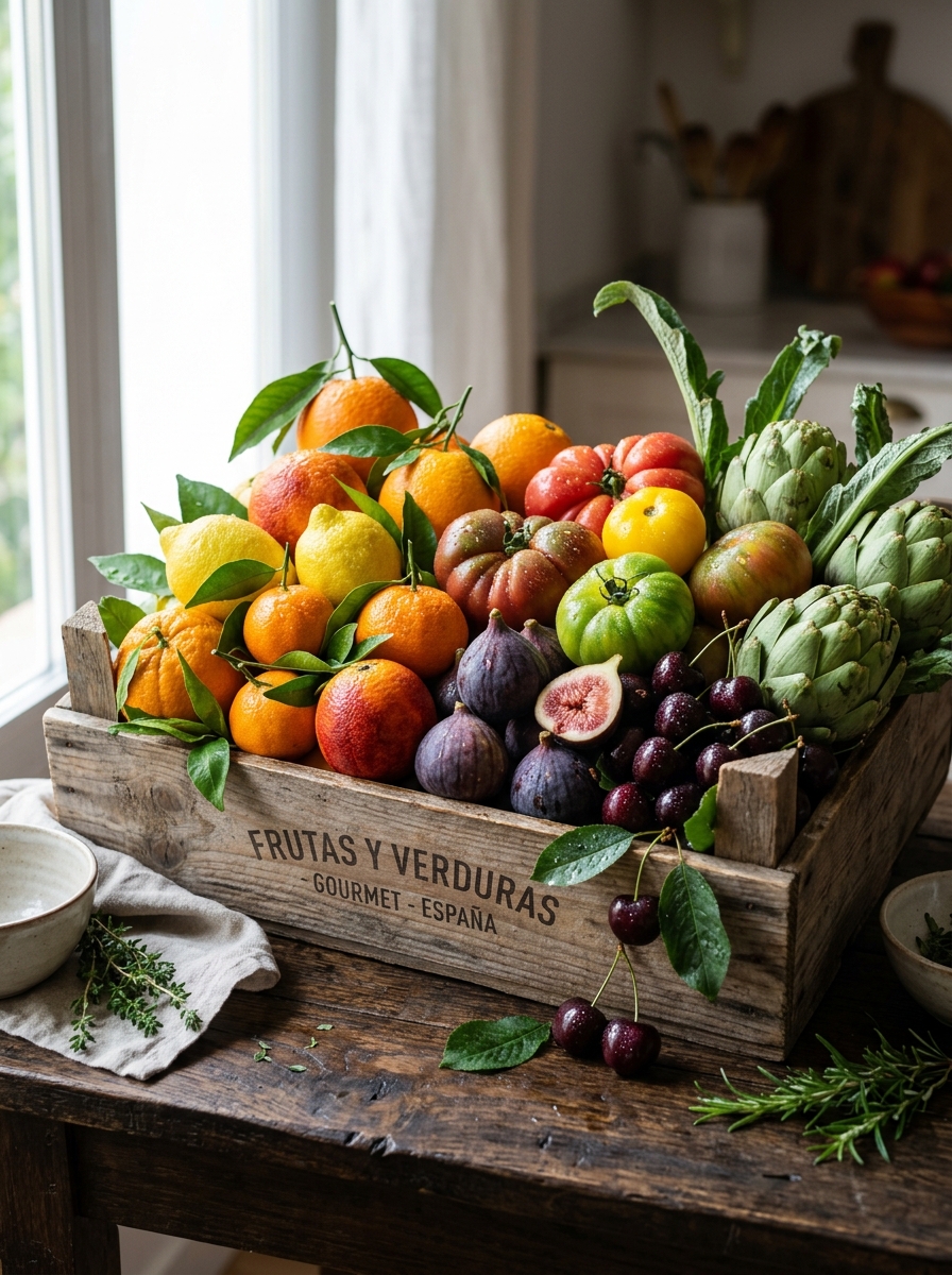 Frutas y verduras frescas de selección premium